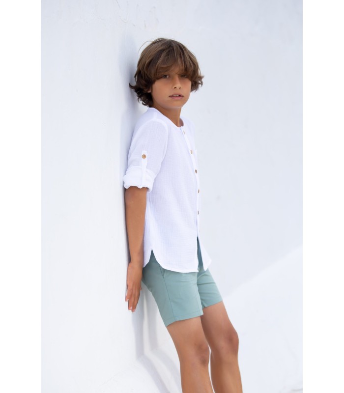 Camisa Niño Blanca Bámbula Colección Estrellas de Mar de Kid's Chocolate, Verano 2023